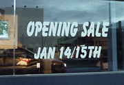 Vinyl window lettering image of opening sale